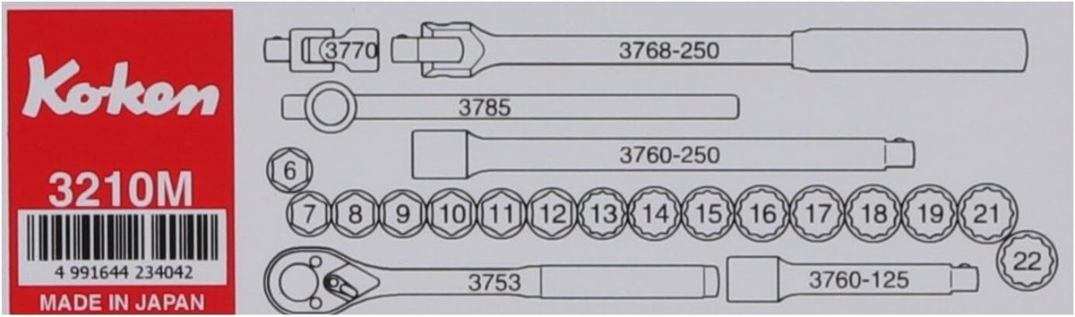 その他 kwon Ko-Ken 3210M 3/8(9.5mm) Socket Wrench Set 22pcs Tool koken