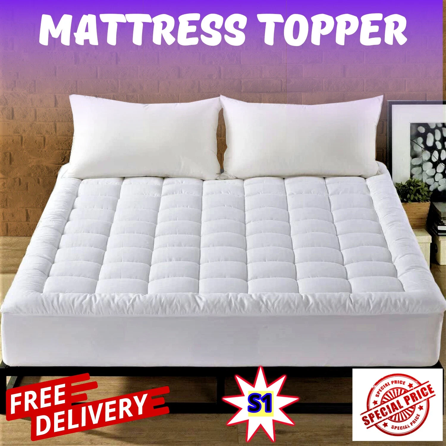 MATTRESS TOPPER 5CM THICK DEEP SOFT LUXURY HOTEL QUALITY MICROFIBER ALL SIZE