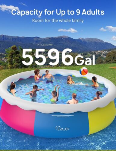 NEW EVAJOY Inflatable Top Ring Swimming Pools 18ft*48in, Filter Pump - Blue - Picture 3 of 6