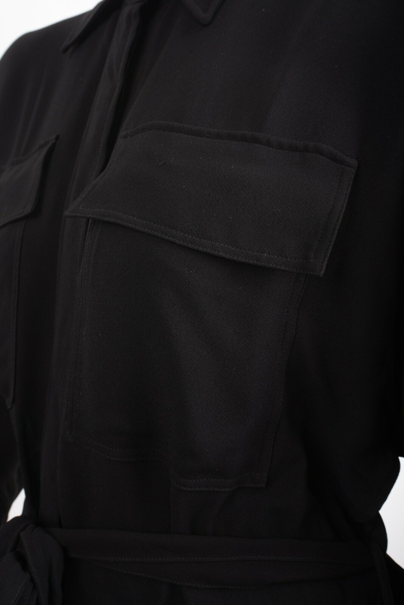 Massimo Dutti Womens Shirt Dress Midi US 6 EU 38 Black