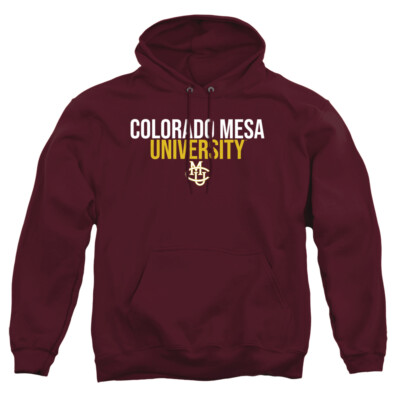 Colorado Mesa University Adult Pullover Hoodie Stacked, Maroon, S-3XL