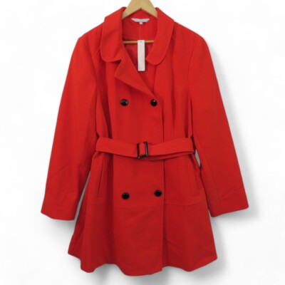 Red Herring Crepe Trench Coat Size UK 18 Women's Belted With Tags - Preloved