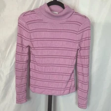 Urban Outfitters Pink Striped Turtleneck Long Sleeve Shirt, size Medium