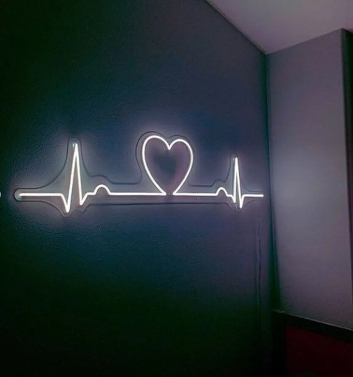 32x9.9 Heartbeat Heart ECG White Flex LED Neon Sign Light Party Décor  Artwork