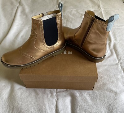 Mini Biden Girls Leather Chelsea Boots Metallic Bronze US Size