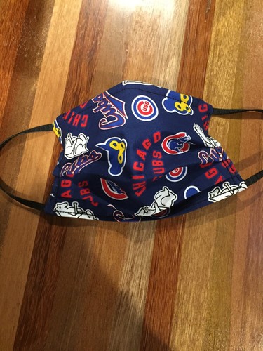 Facial Mask HANDMADE Chicago Cubs Fabric With Filter Pocket - Picture 2 of 3