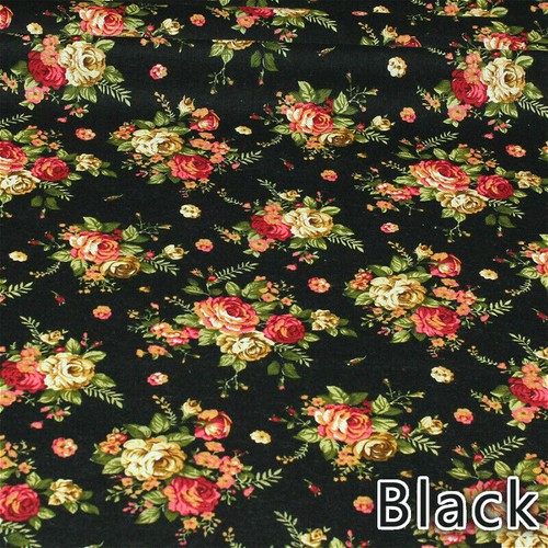 Floral Fabric Cotton Linen Rose Retro Country DIY Material Kimono Clothes Trim - Picture 10 of 25