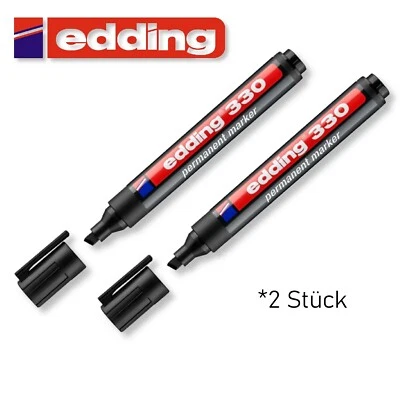 Edding 330 schwarz Permanent Marker Stift wasserfest 2 Stück