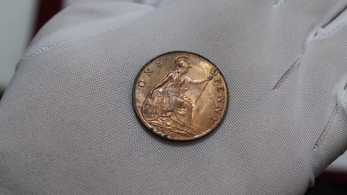🧭 🇬🇧 UK GB PENNY 1910 EDWARD VII HIGH GRADE B65 #3529 - Video 1 of 1