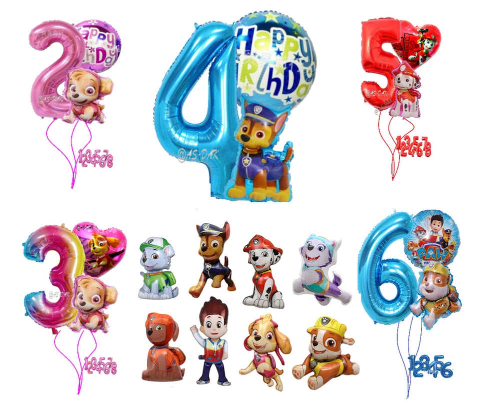 MARKENLOS Globo de película Paw Patrol Marshall Rubble Chase Skye Sky niña niño cumpleaños