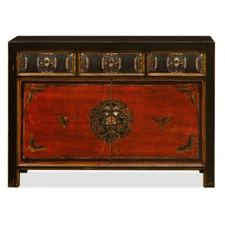 US SELLER - Elmwood Tibetan Masay Butterfly Motif Cabinet