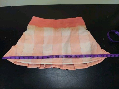 LULULEMON Bleached Coral Gingham Pop Orange Pace Setter Skirt Skort Sz 4 - Picture 6 of 9
