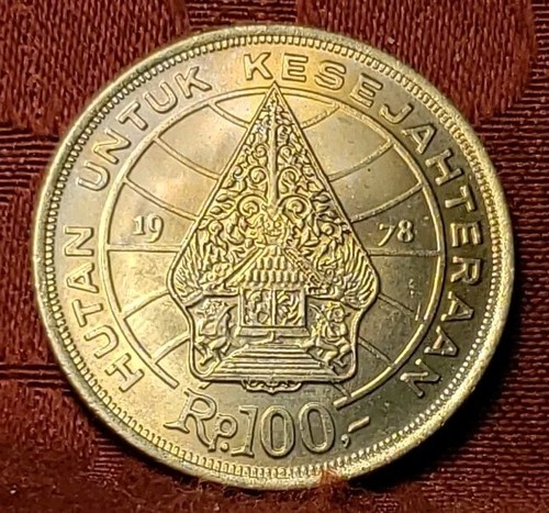 Indonesia 100 Rupiah 1978 Copper-Nickel KM#42 UNC, Free Shipping