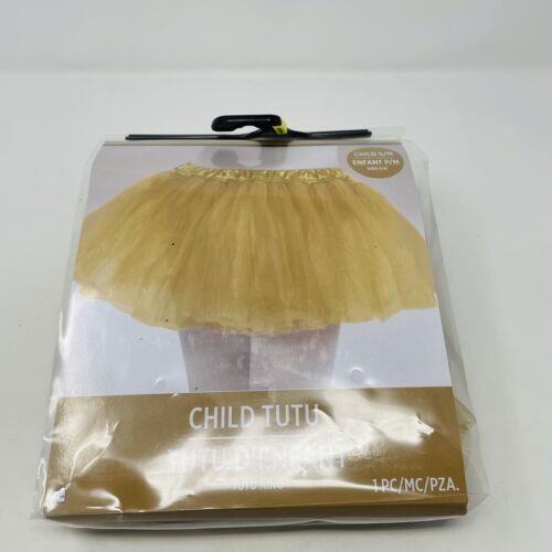 Youth Child Size S/M Mesh Tutu Skirt Gold Ideal for Play Pretend Halloween 442 - Picture 8 of 12