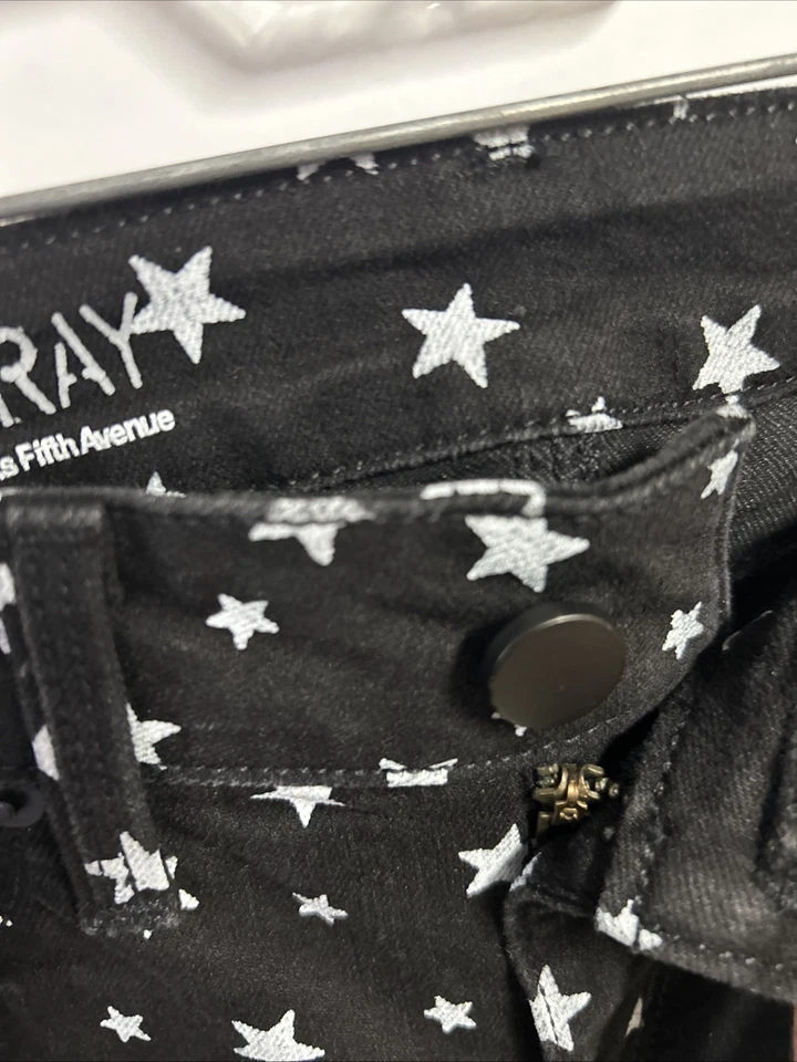 Pantalones de mezclilla para mujer Gray Saks talla S (25) Fifth Ave súper ajustados negros estrellas Foto 2 de 4