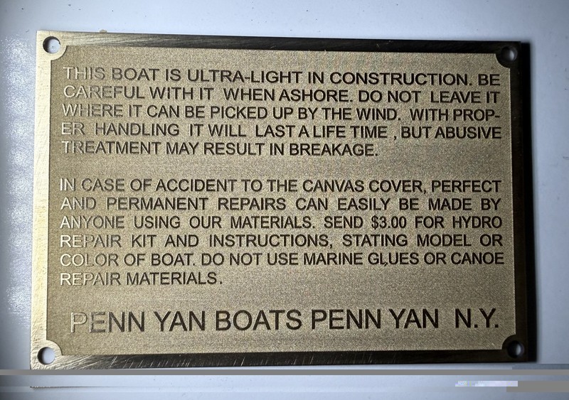 Penn Yan Brass Plate  3.6" X 2.4" X .04" Brass,