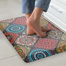 Anti Fatigue Kitchen Mat, 3/5" Thick Foam Cushioned Boho Kitchen Rug, Waterpr...