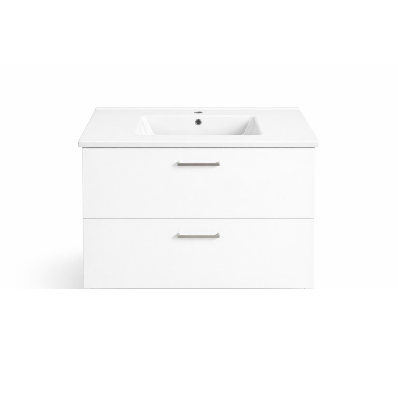 Meuble vasque salle de bain SANIJURA Equinox L80cm laqué blanc 2 tiroirs