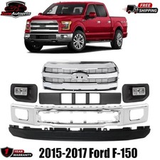 Front Bumper Face Bar Grille Assembly Chrome Kit For 2015-2017 Ford F-150