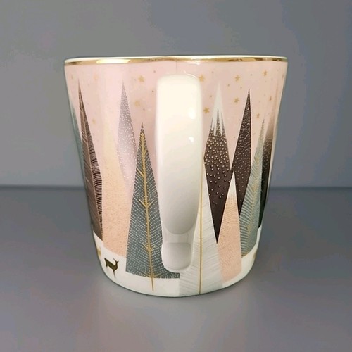 Sara Miller by Portmeirion Pink Frosted Pines Collection Mug 12oz Only 1 Of 4 - Picture 3 of 10
