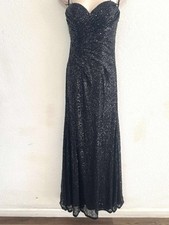 La Femme Black Sequin Sweetheart Evening Gown Size 2 #0 NWT