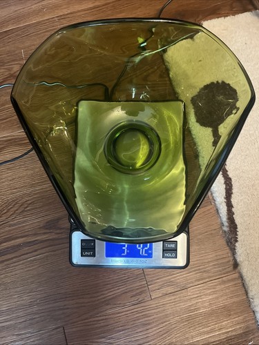 Vintage Anchor Hocking Chip Petal Serving Bowl Avocado Green Glass MCM - Picture 17 of 17