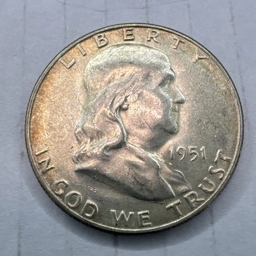 1951-S SILVER FRANKLIN HALF DOLLAR, CH BU. Combined shipping Available.