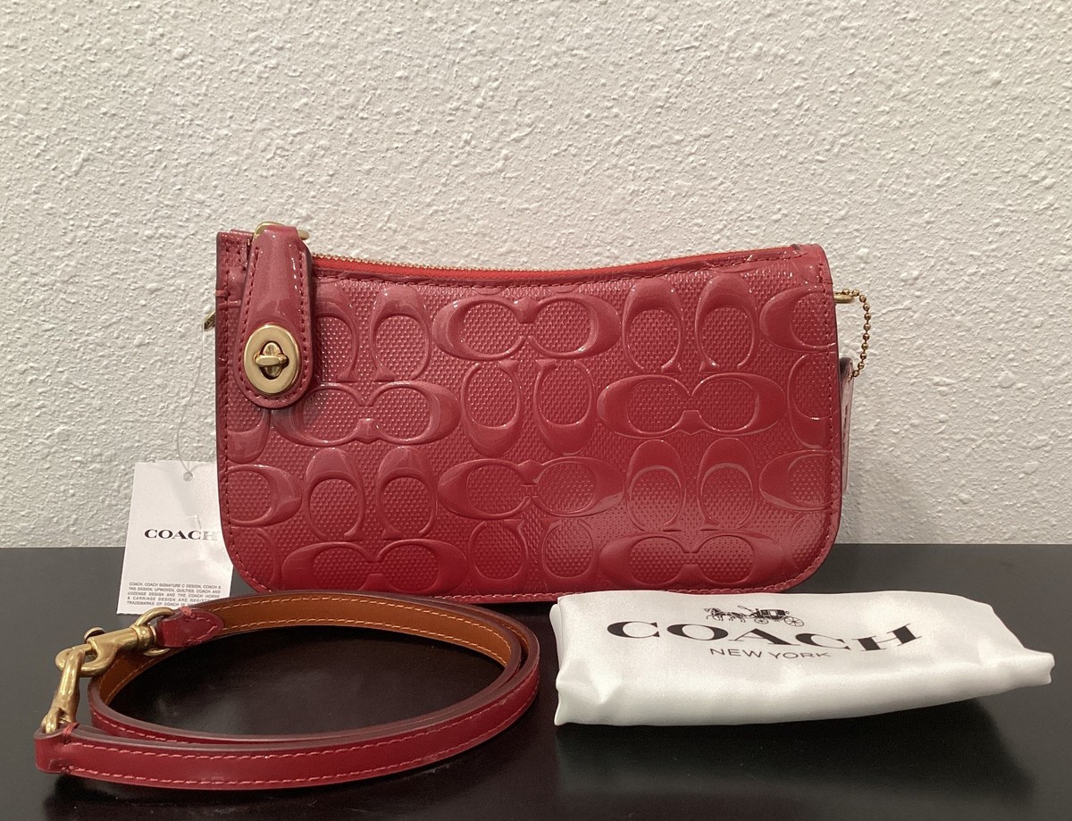 ORIG PKG Coach Y2K Design ENAMEL RED SIGNATURE PATENT LEATHER PENN