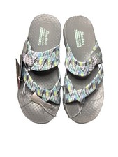 Skechers Reggae Whimsical Gray Multicolor Womens Sandal Foamies Strappy 6