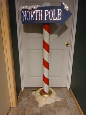 Vintage-Gemmy 5ft North Pole Fiber Optics Sign   PVC, BLOWMOLD LIKE,Christmas 