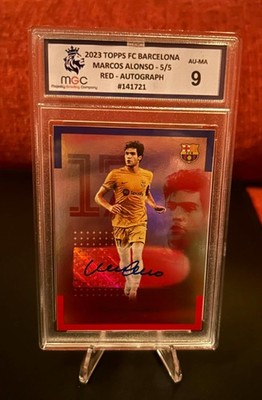 Topps Barcelona Team Set 22-23 2023 Marcus Alonso Red Auto 5/5 MGC 9