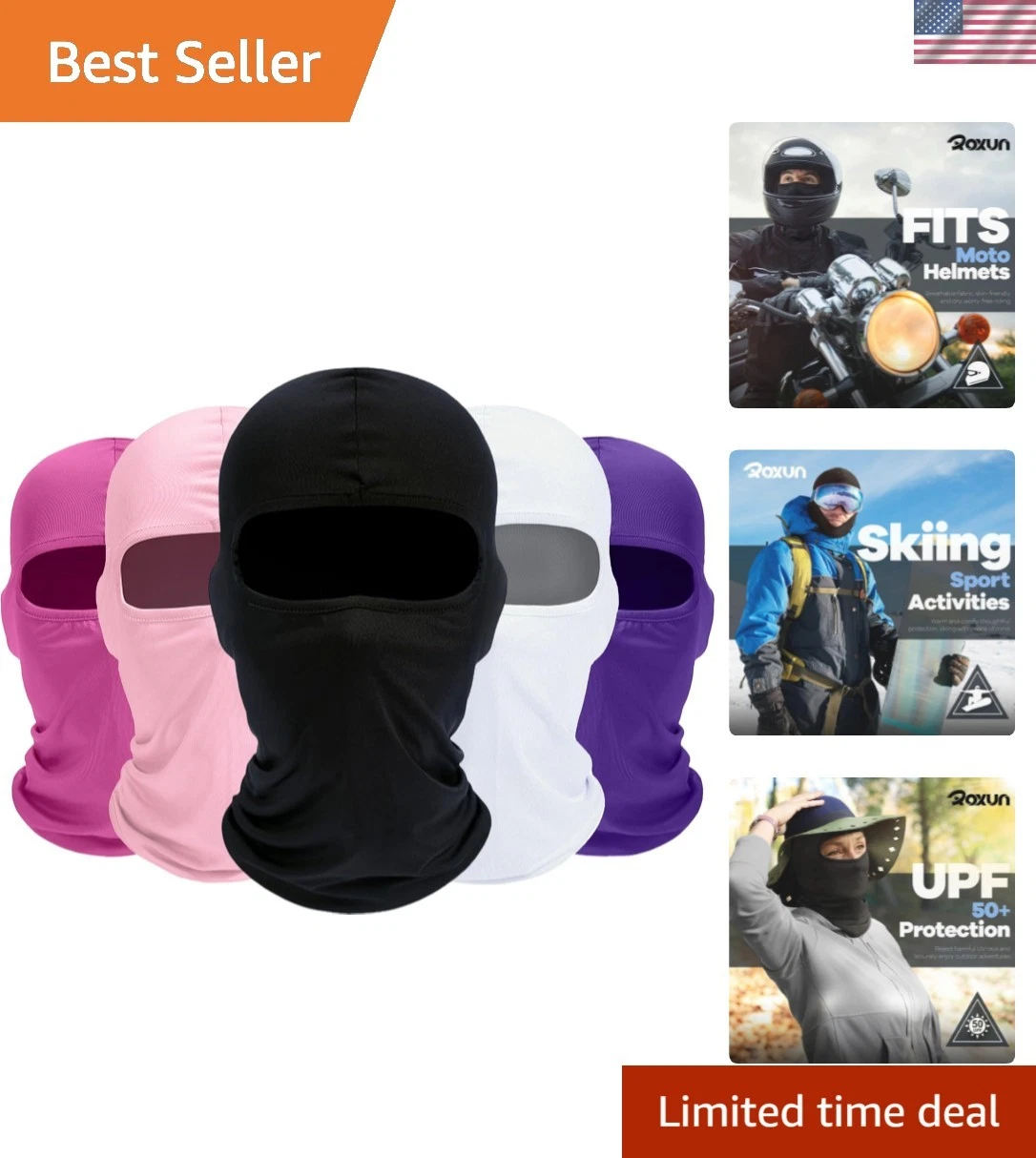 Balaclava Ski Mask, 5 Pack Neck Gaiter Motorcycle Scarf Cold Winter Warm Wind...