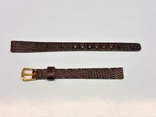 9.5mm Long Dark Brown Genuine Lizard Watch Band - USA