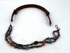 Chico's Size ML Women Brown Leather Fashion Belt w/ Natural Stones