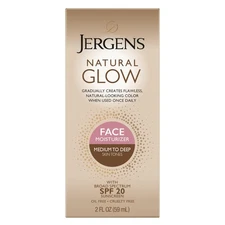 Jergens Natural Glow Self Tanner Face Moisturizer with SPF 20 Facial Sunscreen,