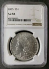 1885 $1 Morgan Silver Dollar NGC AU58