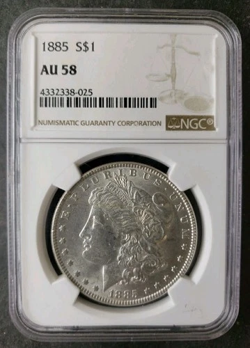 1885 $1 Morgan Silver Dollar NGC AU58