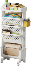 Mobile Bookshelf with Wheels Magazine Book Organiser, Book Storage Trolley Cart,