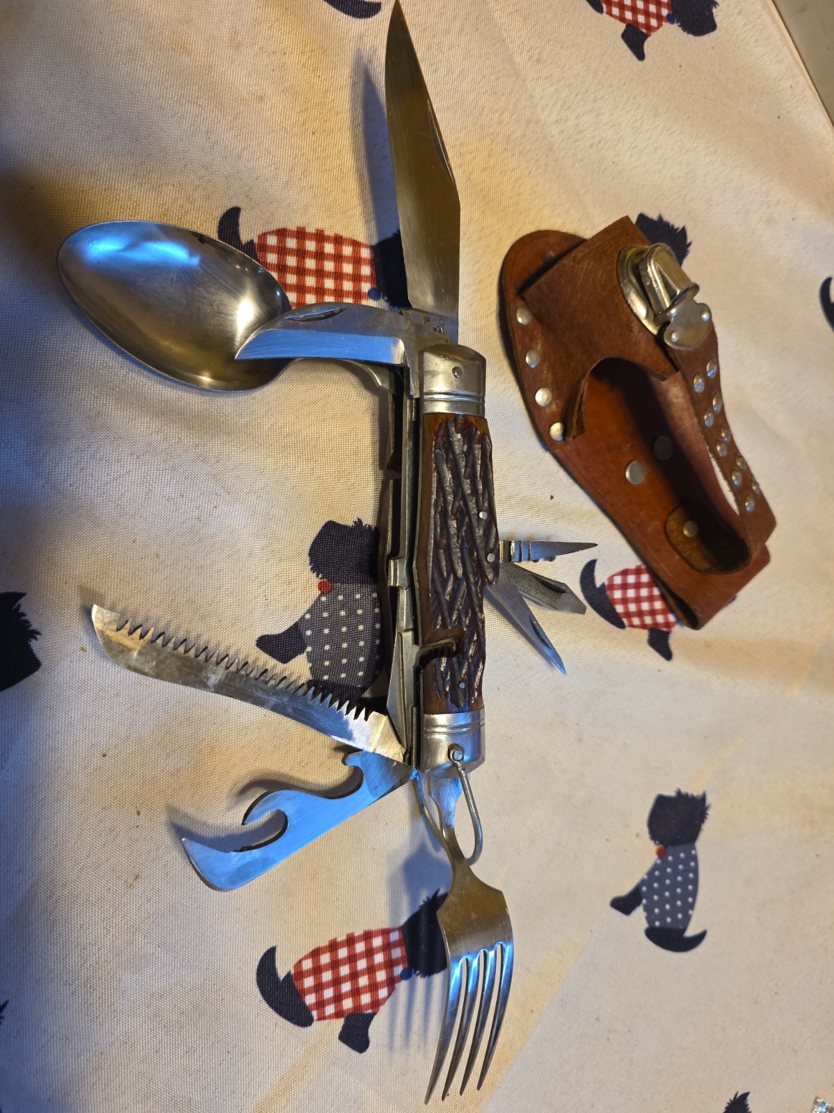 Vintage Boy Scout Hobo Camping Pocket Knife with Spoon and Fork Tools 1960s PIC