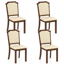 Dining Chair Set of 4 Upholstered Kitchen Chair w/PU Leather Rubber Wood Frame