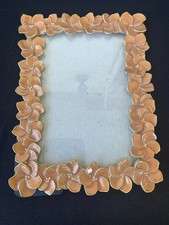 Vintage Pink Beige Enamel Picture Frame Connoisseur 5x7 Missing Bottom Hook