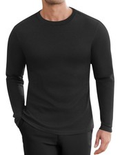 Men's Long Sleeve Shirts Honeycomb Waffle Pullover Sweater Crewneck Thermal T...
