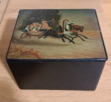 This is an antique Russian lacquer box, likely dating from the late 19th Century