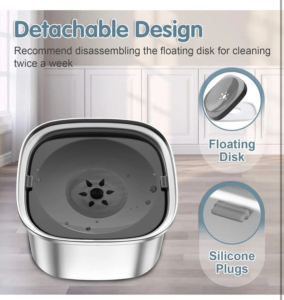 3L Dog Water Bowl 101oz No Spill Dog Bowl Large Capacity Spill Proof Slow Water - Image 4 of 4