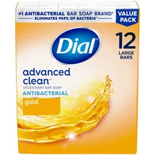 Antibacterial Deodorant Bar Soap, Advanced Clean, Gold, 4 Oz, 12 Bars