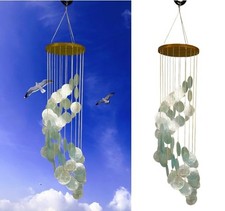 Capiz Shell Spiral Wind Chime – 30” Tall Coastal-Inspired Outdoor & Indoor Ha...