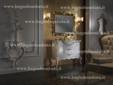 Mobile Bagno Stile Barocco Intagliato Foglia Oro Argento Swarovski 