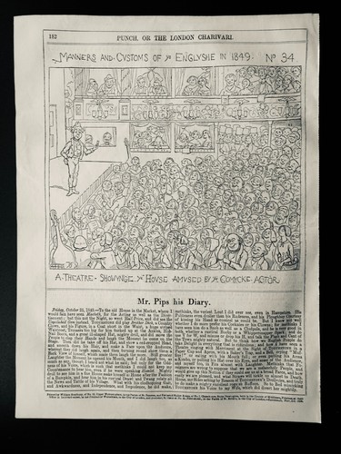 c1849 ENGLISH MANNERS & CUSTOMS - THEATRE & COMIC ACTOR Original Antique Print - Picture 2 of 2