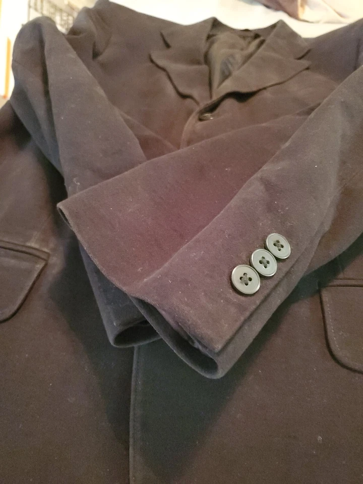 Structure Modern Mens Sz 42R Black Velvet Feel Suit Jacket Blazer 3-Button Black - Image 4 of 4