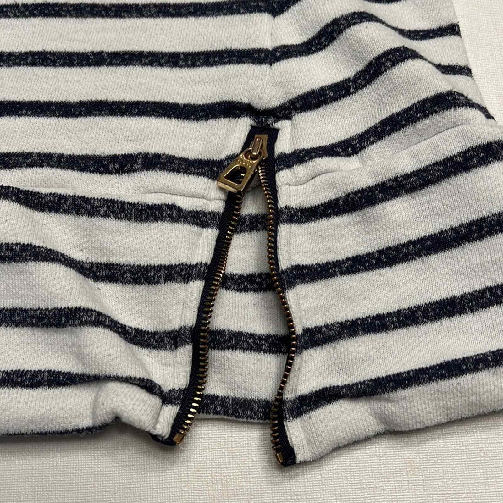 SAIL TO SABLE Navy and Ivory Striped Cowl Neck Top - image 2